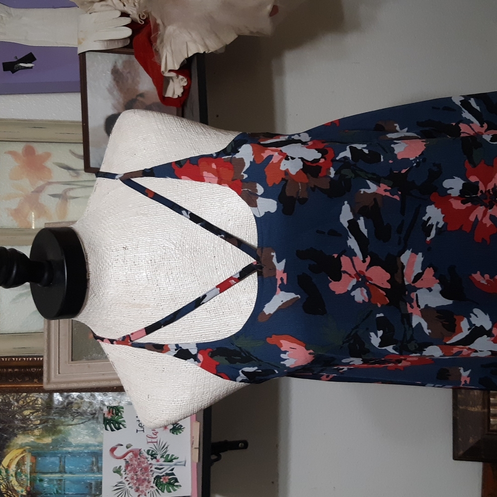 Womens Dress Summer inside Lined flower Strappy sundress BP sz S Halter